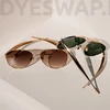 Kép 9/10 - DYESWAP 721 barna ombre aviator napszemüveg arany kerettel – unisex modell 2025