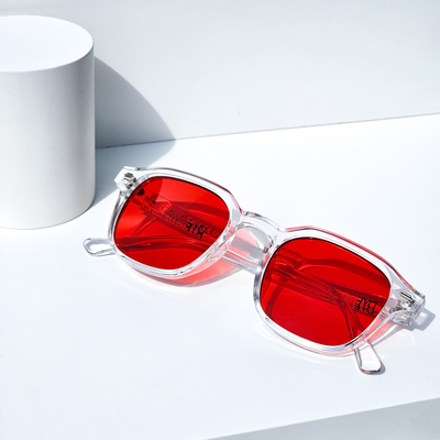 DYESWAP 603 piros unisex napszemüveg átlátszó kerettel