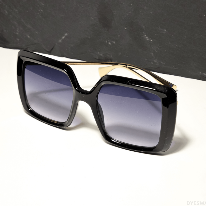 DYESWAP 607 Ombre elegáns női divat napszemüveg fekete geometriai kerettel, ombre színátmenetes lencsével és finom fém szárakkal, kiváló UV400 védelemmel és Category 2 szűrőkategóriával2