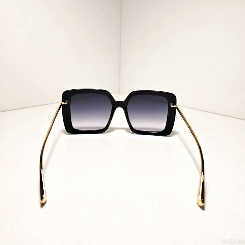 DYESWAP 607 Ombre elegáns női divat napszemüveg fekete geometriai kerettel, ombre színátmenetes lencsével és finom fém szárakkal, kiváló UV400 védelemmel és Category 2 szűrőkategóriával3