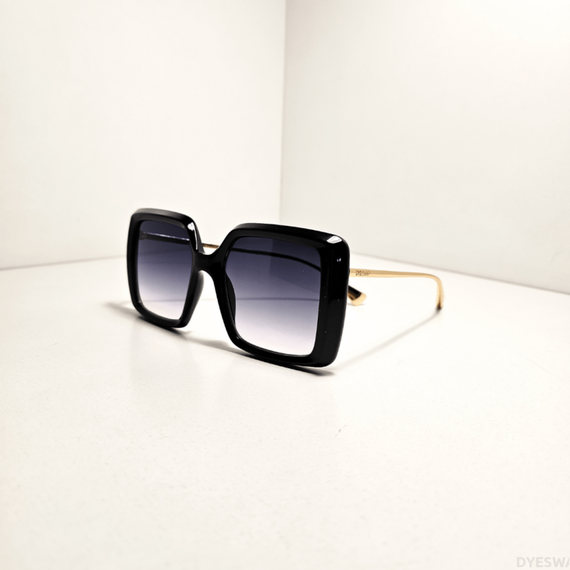 DYESWAP 607 Ombre elegáns női divat napszemüveg fekete geometriai kerettel, ombre színátmenetes lencsével és finom fém szárakkal, kiváló UV400 védelemmel és Category 2 szűrőkategóriával.4