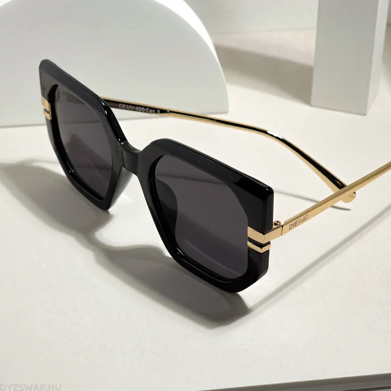 DYESWAP 814 fekete oversize cat eye női napszemüveg UV400