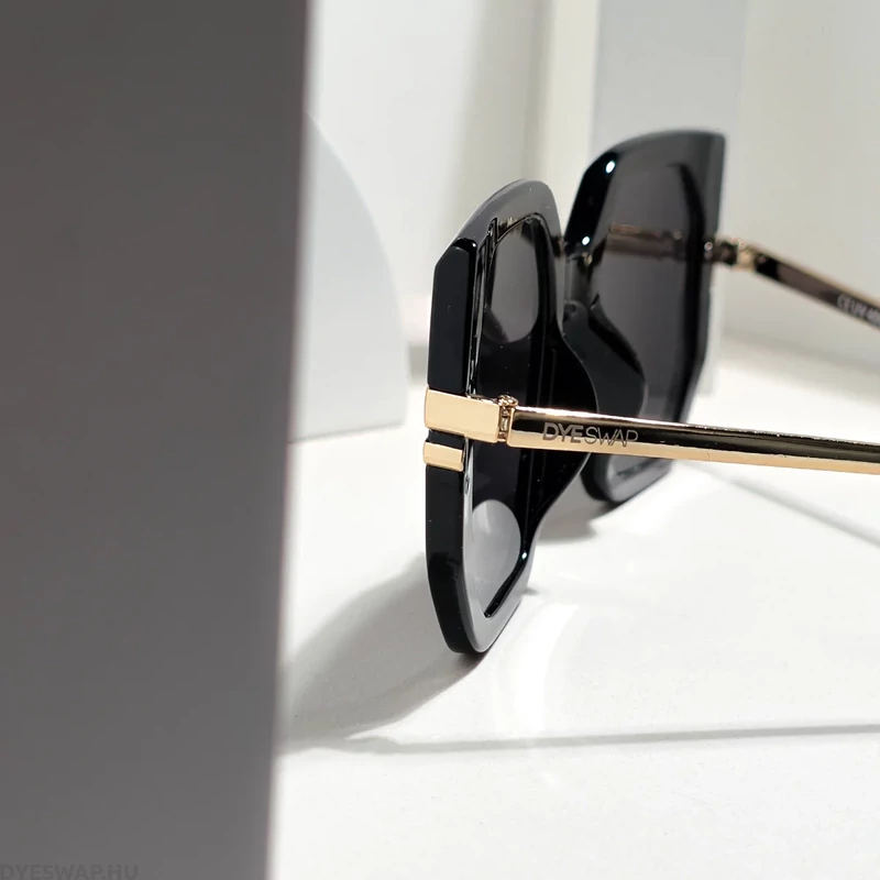 DYESWAP 814 fekete oversize cat eye női napszemüveg UV400