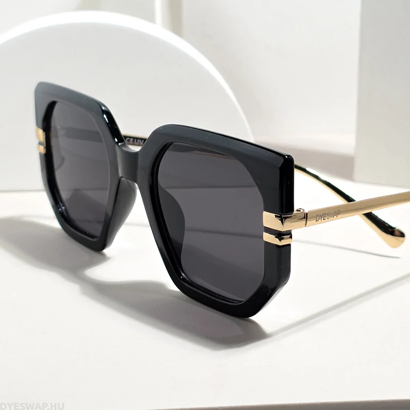 DYESWAP 814 fekete oversize cat eye női napszemüveg UV400