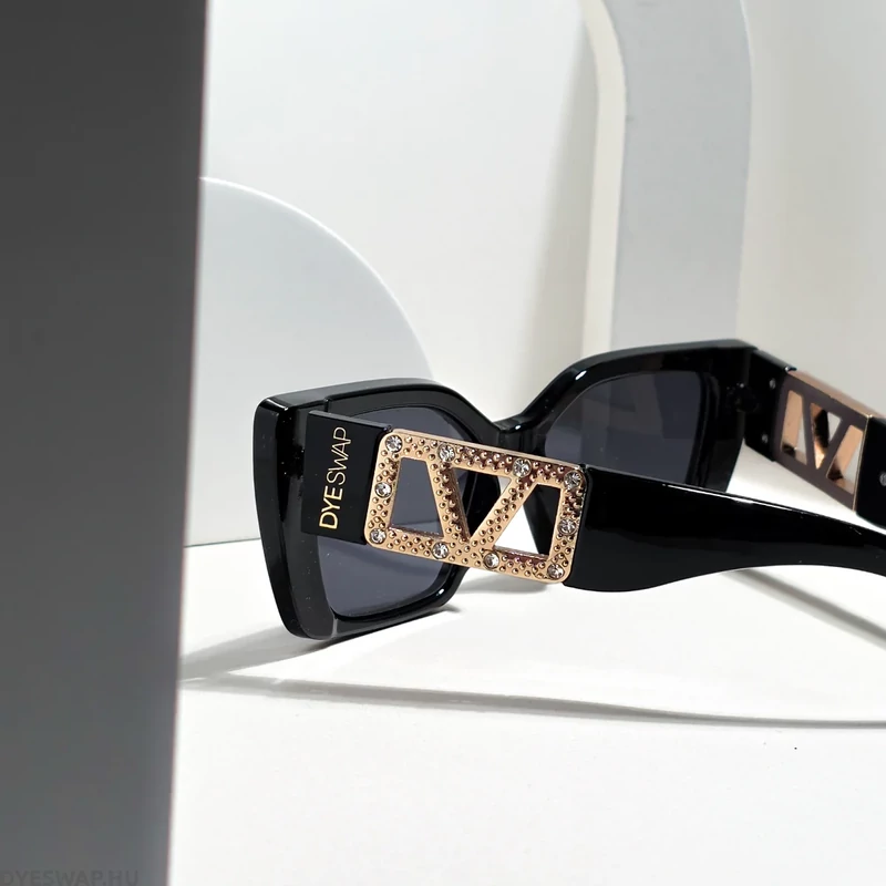 DYESWAP 815 fekete oversize cat eye női napszemüveg UV400