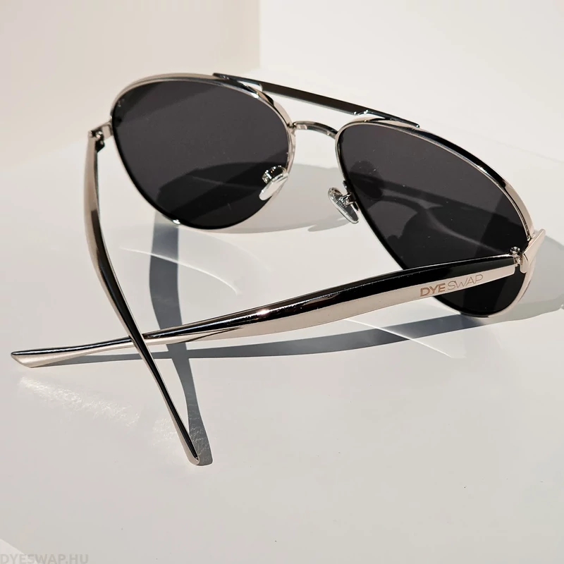DYESWAP 721 fekete aviator napszemüveg ezüst kerettel – unisex prémium napszemüveg 2025